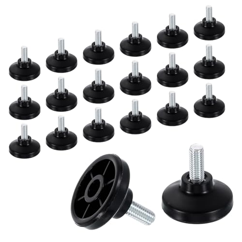 QUARKZMAN 24 Stück M8 Gewinde Möbel Füße Nivellierer 38x18mm Verstellbare Nivellierung Tisch Füße Aufschraubbare Möbelgleiter Nivellierung Für Stuhl Hocker Beine Schwarz von QUARKZMAN
