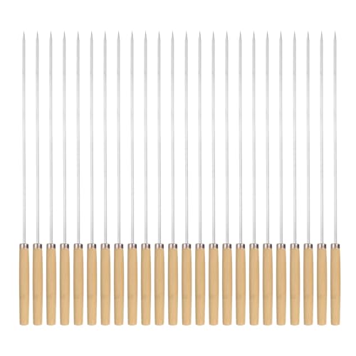 QUARKZMAN 24 Stück Schaschlikspieße Edelstahl 35cm mit Holzgriff, Edelstahl Flachstäbe Wiederverwendbare BBQ-Grillspieße für Fleisch, Obst und Gemüse QUARKZMAN 24 Stück Schaschlikspieße Edelstahl 35cm mit Holzgriff, Edelstahl Flachstäbe Wiederverwendbare BBQ-Grillspieße für Fleisch, Obst und Gemüse von QUARKZMAN