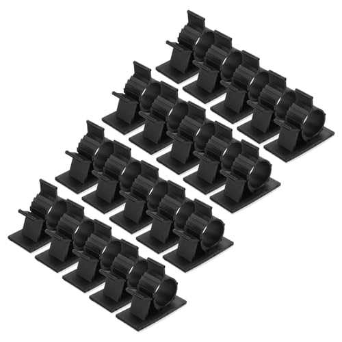 QUARKZMAN 25 Stück Kabelclips, 17-20mm Durchmesser Selbstklebende Nylon Kabelhalter, Verstellbare Kabelmanagement-Organizer-Klemme für PC Schreibtisch Büro, Schwarz von QUARKZMAN