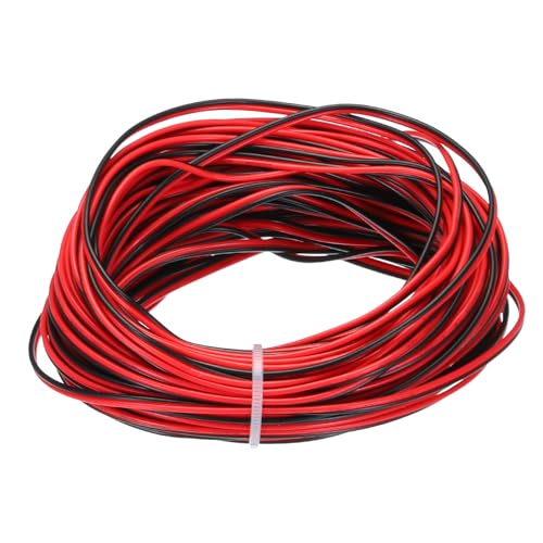QUARKZMAN 26 AWG 2-adriges paralleles PVC-Kabel, 15 Meter lang, 0,06" Durchmesser, rot schwarz, flexibles Kabelverlängerungskabel 300V für LED RGB Kabel, interne Verkabelung von QUARKZMAN