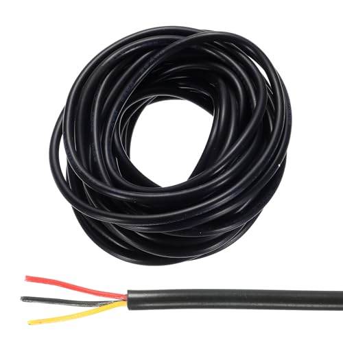 QUARKZMAN 26AWG Elektrokabel 3 Leitungen LED Strom Beleuchtung Kabel Verzinnt Kupfer 16.4Ft Niederspannung PVC Gehäuse Flexibel Verlängerungskabel Schwarz für LED-Streifen Lampen Beleuchtung von QUARKZMAN