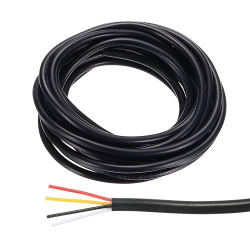 QUARKZMAN 26AWG Elektrokabel 4 Leitungen LED Strom Beleuchtung Kabel Verzinnt Kupfer 9.8Ft Niederspannung PVC Gehäuse Flexibel Verlängerungskabel Schwarz für LED-Streifen Lampen Beleuchtung von QUARKZMAN