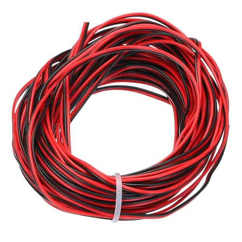 QUARKZMAN 28 AWG 2-adriges paralleles PVC-Kabel, 10 Meter lang, 0,05" Durchmesser, rot schwarz, flexibles Kabelverlängerungskabel 300V für LED RGB-Kabel, interne Verkabelung von QUARKZMAN