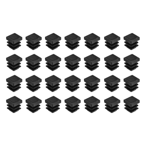 QUARKZMAN 28 Stück Lamellenstopfen für Vierkantrohre, 13x13mm Schwarz Quadratisch Stuhlbeinkappen, PE-Lamellenstopfen Rohrstopfen für 9-11mm Vierkantrohr Metallprodukte Stühle Regale von QUARKZMAN