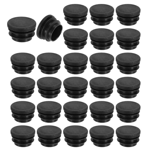 QUARKZMAN 28 Stück Runde Abdeckkappen, Schwarze Blindstopfen, Rohrabdeckung aus Polyethylen 28mm (1,1 Zoll) Möbelbeinrohr Einsatz Kunststoffkappen, Verschlusskappe für Stuhl Sofa Regal von QUARKZMAN