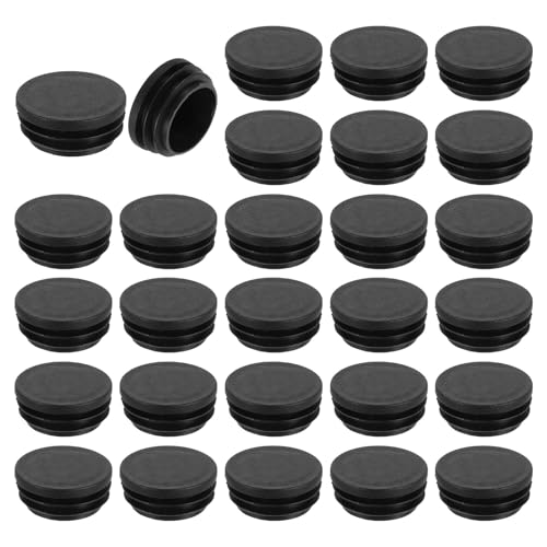 QUARKZMAN 28 Stück Runde Abdeckkappen, Schwarze Blindstopfen, Rohrabdeckung aus Polyethylen 38mm (1,5 Zoll) Möbelbeinrohr Einsatz Kunststoffkappen, Verschlusskappe für Stuhl Sofa Regal von QUARKZMAN