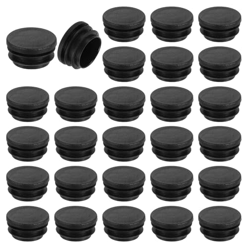 QUARKZMAN 28 Stück Runde Abdeckkappen, Schwarze Blindstopfen, Rohrabdeckung aus Polyethylen 32mm (1,26 Zoll) Möbelbeinrohr Einsatz Kunststoffkappen, Verschlusskappe für Stuhl Sofa Regal von QUARKZMAN
