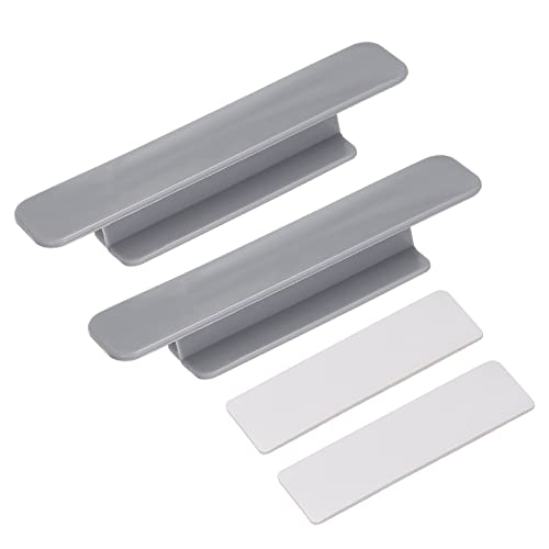 QUARKZMAN 2Pcs Selbstkleben Griffe grau Kunststoff selbstklebende Instant Schublade Griffe Ziehen für Bad Schrank Kleiderschrank Kommode Fenster (110mm/4,33" Länge) von QUARKZMAN