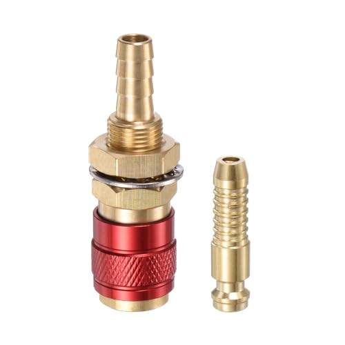 QUARKZMAN 2Stk Gas und Wasser Schnellverbinder für Rohr Innendurchmesser 8mm mit Schlauch für Tig 12 18 20 27 Quick Connect Anschlüsse Schweiß Gas Freigabe Rot von QUARKZMAN