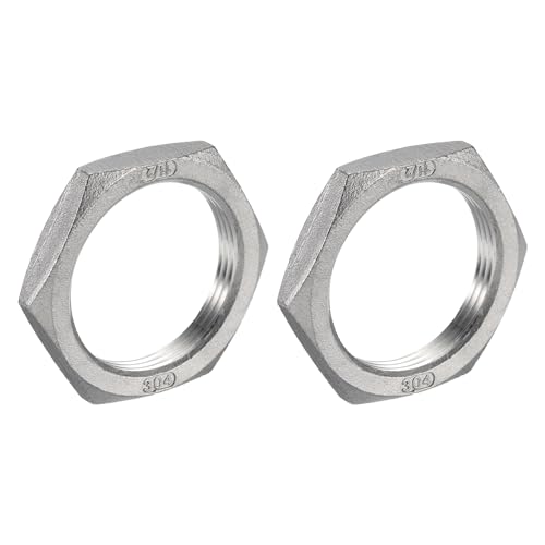 QUARKZMAN 2Stk Guss Rohr Fitting Sechskant Kontermutter 304 Edelstahl Sechskant Kontermutter 1 1/2" Innengewinde (DN40) für Festwasser Besen und Unterboden Reiniger von QUARKZMAN