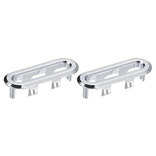 QUARKZMAN 2Stk Spüle Trimmung Überlauf Deckel Spüle Überlauf Ringe 47.6x13.5mm Oval Bad Küche Becken Ablaufdeckel Locheinsatz Kappen Silber von QUARKZMAN