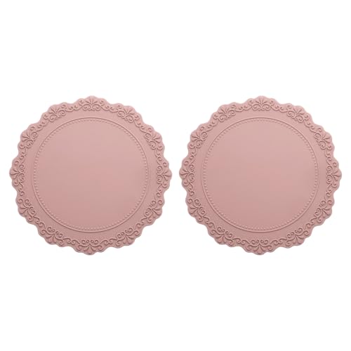 QUARKZMAN 2er Pack 6,5" Silikon-Tischset für Esstisch, runde Tischsets hitzebeständig wasserdicht ölbeständig Küchentischsets (Pink) von QUARKZMAN