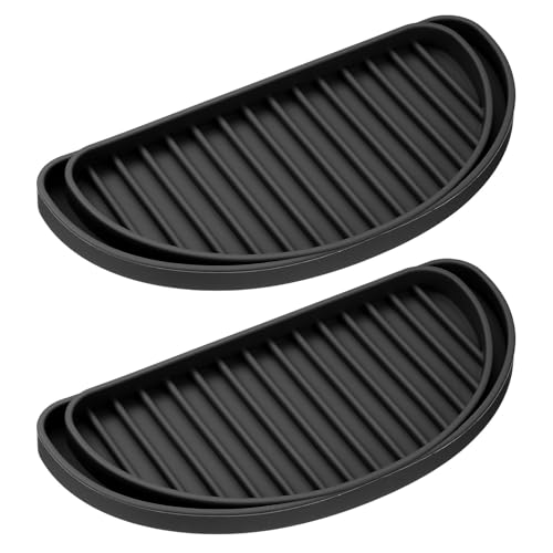 QUARKZMAN 2er Pack Kühlschrank Tropfenfänger, Silikon Mini Kühlschrank Tropfschale, Halbkreisförmige Kühlschrank Tropfwanne verhindert Wasserspritzer, Wasserflecken, Schwarz von QUARKZMAN