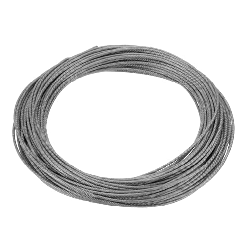 QUARKZMAN 3/64" (1.2mm) 304 Edelstahlseil Drahtseil 7 x 7 Stränge Kern 50ft (15m) PVC-beschichtetes Flugzeugdraht für Bau im Freien Marine Rigging Decking Geländer von QUARKZMAN