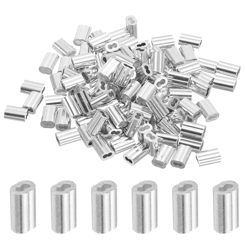 QUARKZMAN 3/64" 1.2mm Aluminium Crimpschlaufe Double Ferrule für Drahtseil Kabel Leitungsende, Silber 120 Stück von QUARKZMAN