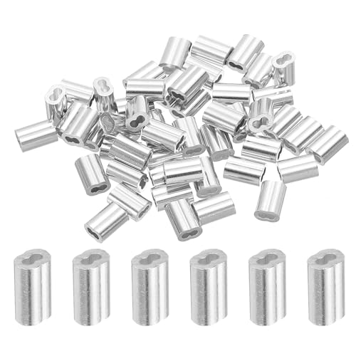 QUARKZMAN 3/64" 1.2mm Aluminium Crimpschlaufe Double Ferrule für Drahtseil Kabel Leitungsende, Silber 50 Stück von QUARKZMAN