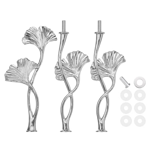 QUARKZMAN 3 Etagen Kuchen Tablett Ständer Griff Metall Kuchen Ständer Halter Cupcake Dessert Teller Hardware Befestigung Griff Ständer für Hochzeit Party Festival, Silber (Blume) von QUARKZMAN