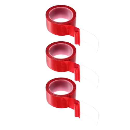 QUARKZMAN 3 Stück Doppelseitiges Nano-Band 10FT x 2" x 0,04" Mehrzweck-Abnehmbares Transparentes Montageband Waschbares Wasserdichtes mit rotem Liner für Teppiche Poster von QUARKZMAN