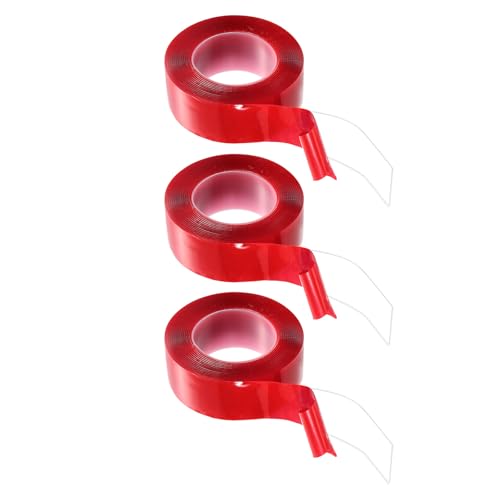 QUARKZMAN 3 Stück Doppelseitiges Nano-Band 500cm x 5cm x 2mm Mehrzweck Entfernbares Transparentes Montageband Waschbares Wasserdichtes mit rotem Liner für Teppiche Poster von QUARKZMAN