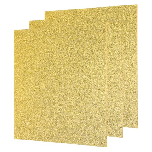QUARKZMAN 3 Stück Gold Glitzer Acrylplatten 1/8" Dicke 12" x 12" Glänzende PMMA Fluoreszierende Kunststoffplatten Extrudierte Transparente Leerformen für DIY-Kunsthandwerk von QUARKZMAN