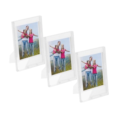 QUARKZMAN 3 Stück Mini-Bilderrahmen 2,4 x 3,5 Zoll Rechteckiger Kleiner Bilderrahmenhalter für die Präsentation von Fotos, Gemälden, Landschaften, Postern und Kunstwerken, Mattes Klar von QUARKZMAN