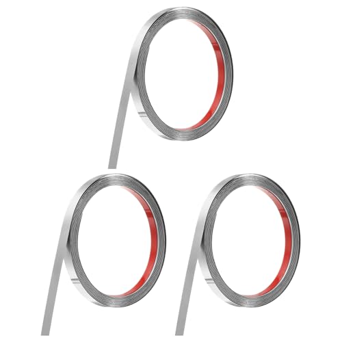 QUARKZMAN 3 Stücke Edelstahl Wandleiste, 10Ft x 0.39 Zoll, Selbstklebende Metallleiste, Selbstklebende Spiegelleiste für Wand Decke Kamin Spiegelkanten Gebürstetes Silber QUARKZMAN 3 Stücke Edelstahl Wandleiste, 10Ft x 0.39 Zoll, Selbstklebende Metallleiste, Selbstklebende Spiegelleiste für Wand Decke Kamin Spiegelkanten Gebürstetes Silber von QUARKZMAN