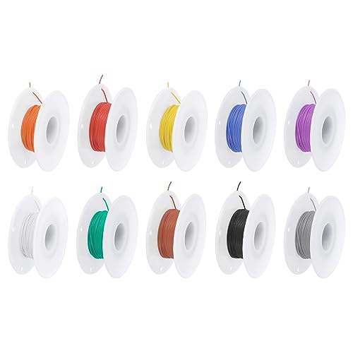 QUARKZMAN 30AWG Kabel Elektrischer Draht 0,05 mm² Verzinntes Kupferkabel 15 Meter Stromkabel 10 Farben, Hohe Temperatur Leitung Erdkabel Litzenkabel Verlängerungskabel für Kfz Kabelkanal von QUARKZMAN