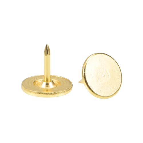 QUARKZMAN 30 Stück Polsternägel, 11 mm x 10 mm, flacher Kopf, dekorative Möbelnägel, Reißnägel für Möbel, Sofa-Kopfteile, Gold von QUARKZMAN