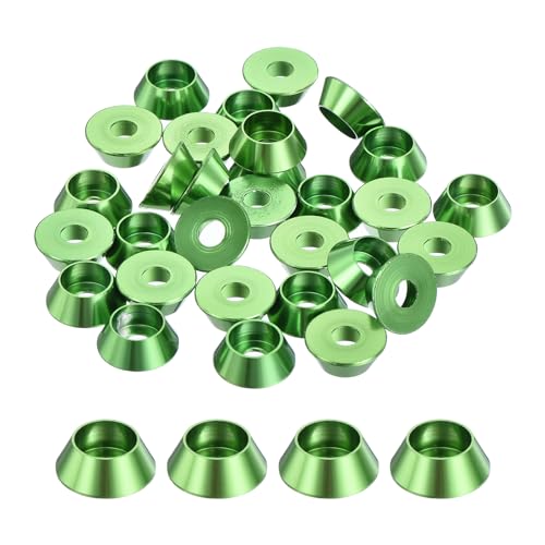 QUARKZMAN 30er Set M4 Kegelbecher-Unterlegscheiben, eloxierte Aluminium-Dichtungen Kegel Senkkopf-Unterlegscheiben für Schraube RC/FPV/PC/Drone/Mechanische Zubehör-Modellteile (Grün) von QUARKZMAN