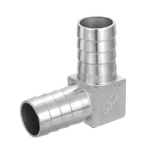 QUARKZMAN 32mm Schlauchstutzen Reduzierstück 90 Grad Rohrverschraubung, 304 Edelstahl L-Winkel Adapter Rohrverbindung für Vakuumsysteme, Industrieverbindungen, Pneumatikausrüstung, Silber von QUARKZMAN