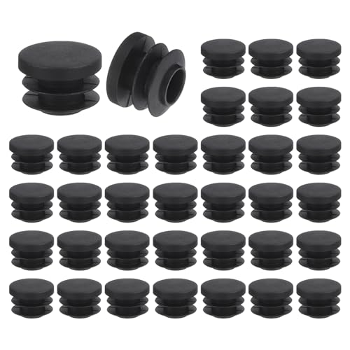 QUARKZMAN 36 Stück runde Rohrstopfen, Schwarze Lamellenstopfen, 20 mm OD (0,79 Zoll) Rohrabdeckung aus hochwertigem Kunststoff, Schutzkappen für Stuhl, Sofa, Tisch, Regal von QUARKZMAN