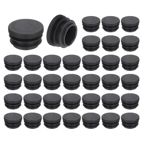 QUARKZMAN 36 Stück runde Rohrstopfen, Schwarze Lamellenstopfen, 22mm OD (0,87 Zoll) Rohrabdeckung aus hochwertigem Kunststoff, Schutzkappen für Stuhl, Sofa, Tisch, Regal von QUARKZMAN