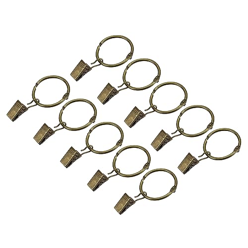 QUARKZMAN 36Stk Vorhang Ringe mit Klammern - Karbonstahl Gardinen Vorhang Clip Ringe 1" Vorhang Clip Ringe Haken für Vorhang Stab (Bronze) von QUARKZMAN