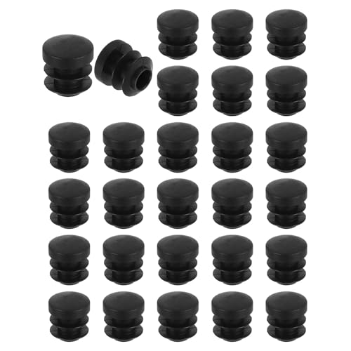 QUARKZMAN 38 Stück Runde Abdeckkappen, Schwarze Blindstopfen, Rohrabdeckung aus Polyethylen 14mm (0,55 Zoll) Möbelbeinrohr Einsatz Kunststoffkappen, Verschlusskappe für Stuhl Sofa Regal von QUARKZMAN