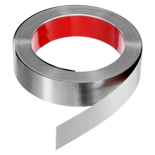 QUARKZMAN 39,4 ft x 1,58" Wandverkleidung selbstklebende Formleiste, selbstklebendes Edelstahl-Band mit gebürsteter Oberfläche für Wand, Decke, Schrank, Fliesenkante, Silber von QUARKZMAN