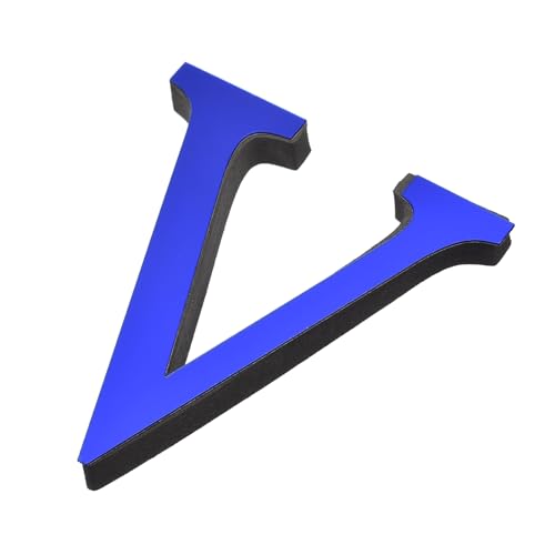 QUARKZMAN 3D Acryl Alphabet Spiegel Wandsticker Buchstabe V Selbstklebende Wohnkultur Buchstabenschild Kunst Aufkleber für DIY Wohnungsdekoration Blau von QUARKZMAN