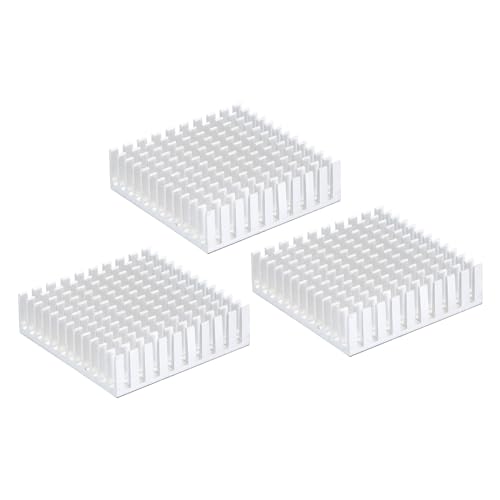 QUARKZMAN 3Stk 40x40x11mm Heizkörper Aluminum Kühler Kühlkörper Kühlung mit Fixed Sticker für Chip CPU Leistungstransistor FET IC Leistung Verstärker Weiß von QUARKZMAN