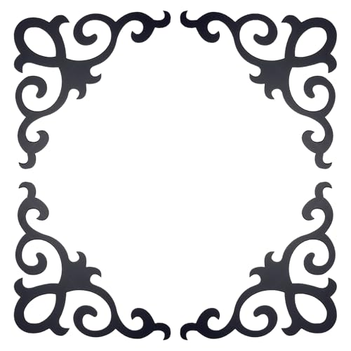 QUARKZMAN 4 Stk. Selbstklebende Wandspiegel-Aufkleber, Acryl-Hohlspiegel-Fliesen-Aufkleber-Applikationsecke Hohl-Aufkleber für die Hintergrunddekoration des Wohnzimmers, Schwarz (10x10cm) von QUARKZMAN