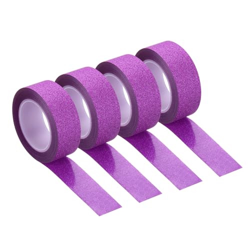 QUARKZMAN 4 Stück 0,6 Zoll x 11 Yards Glitzer Washi Tape Lila Bastelband Glitzer Klebeband Dekoratives Band Selbstklebend für Festivaldekoration Scrapbooking, Planer, DIY von QUARKZMAN