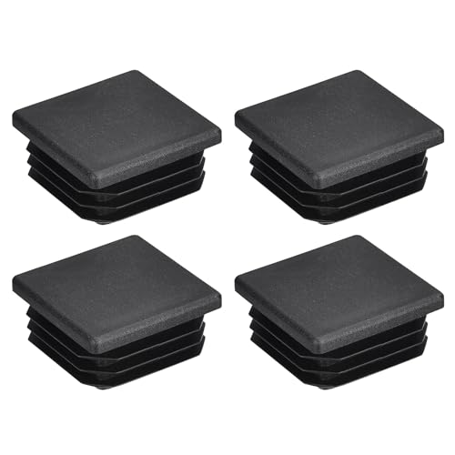 QUARKZMAN 4 Stück 32x32mm (1,25 Zoll) Kunststoffrohrstopfen quadratische Pfostenkappen für Handlauf Treppengeländer Rohr Schwarz von QUARKZMAN
