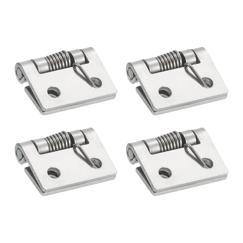QUARKZMAN 4 Stück Federscharnier, 1" Länge 304 Edelstahl Federscharniere, Selbstschließende Schrank-Scharniere für Links- und Rechtshänder Türen Schrank Schrank DIY Hardware, Silber (Außen) von QUARKZMAN