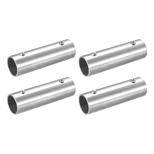 QUARKZMAN 4 Stück Gerade Rohrverbindungsstücke, 202 Edelstahl 2-Wege Handlaufrohrverbinder, 100 mm Länge, für 1"(25 mm) OD Handlauf Geländer von QUARKZMAN