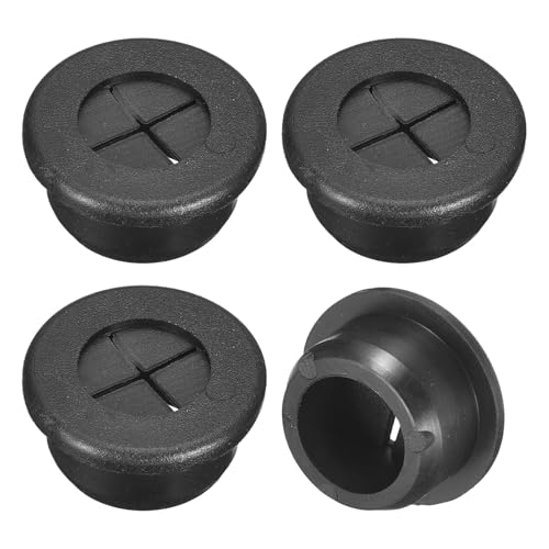 QUARKZMAN 4 Stück Kabeldurchführung, 13/16 Zoll (20mm) Schreibtischdurchführung Flexible Gummistopfen Drahtlochabdeckung für Büro Computertisch Kabelorganizer, Schwarz von QUARKZMAN