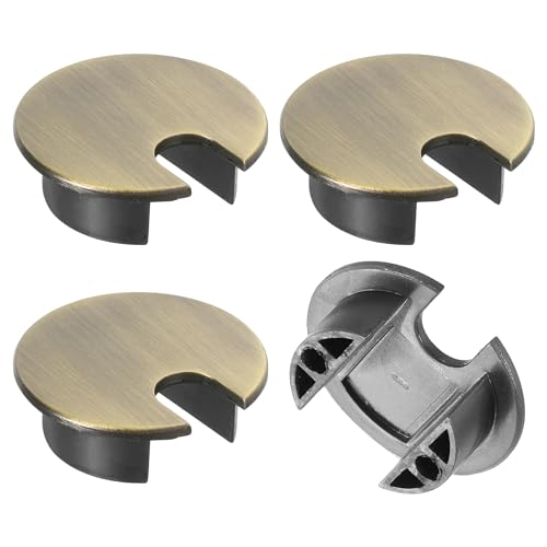 QUARKZMAN 4 Stück Kabeldurchführung 1-3/8"(35mm) Zinklegierung Schreibtisch Kabel Draht Grommet Lochabdeckung für Büro Computer Schreibtisch Kabel Organizer, Bronze Ton von QUARKZMAN