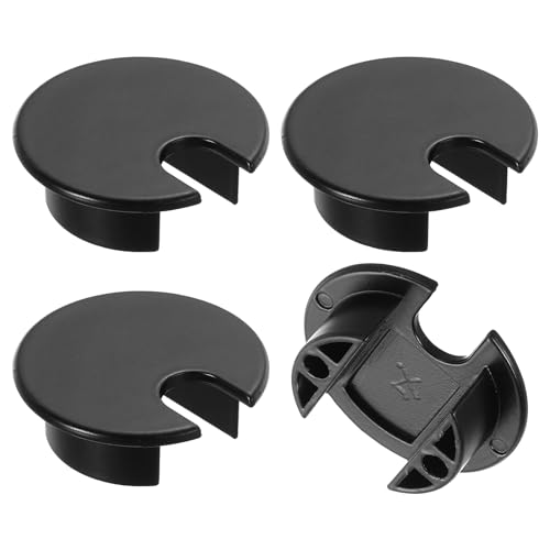 QUARKZMAN 4 Stück Kabeldurchführung 1-3/8"(35mm) Zinklegierung Schreibtisch Kabel Draht Grommet Lochabdeckung für Büro Computer Schreibtisch Kabel Organizer, Schwarz von QUARKZMAN