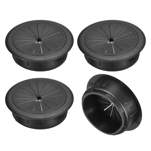 QUARKZMAN 4 Stück Kabellochabdeckung, 2-3/8 Zoll (60 mm) ABS-Schreibtisch-Kabel-Draht-Kabeltülle-Lochabdeckung für Büro-Computer-Schreibtisch-Draht-Organizer, schwarz von QUARKZMAN
