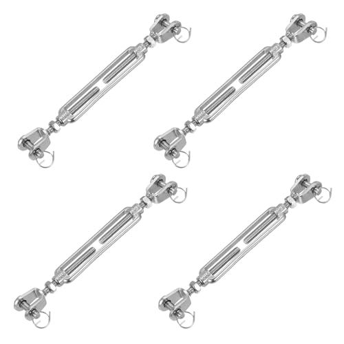 QUARKZMAN 4 Stück M6(1/4") Bügel und Bügel Spannschrauben Drahtseilspannung, 304 Edelstahl Spannschraube Verstellbarer Kabelspanner für Sonnensegel, Wäscheleine, 1600 lbs Arbeitslastgrenze von QUARKZMAN