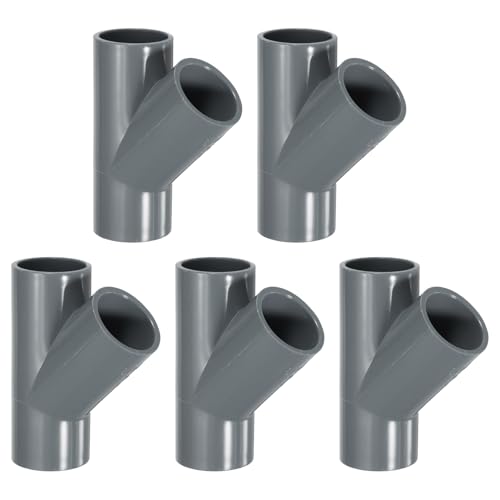 QUARKZMAN 4 Stück PVC Fitting 3-Wege 45 Grad 1" 0.98" PVC Verbinder PVC Bogen PVC Rohrverbinder PVC Kupplung PVC Möbeleckenverbinder Für DIY Garten Stützstruktur Grau von QUARKZMAN