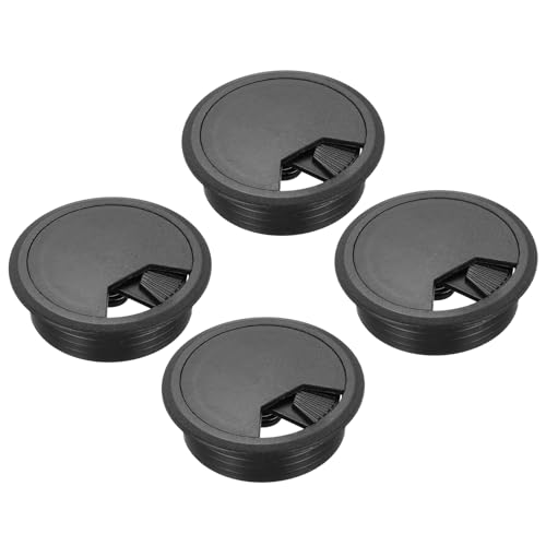 QUARKZMAN 4 Stück Schreibtischdurchführung 2 Zoll (50 mm), Runde Schreibtisch Kabeldurchführung Kabel Organizer für Zuhause Büro Computer Tisch Kabel, Schwarz von QUARKZMAN