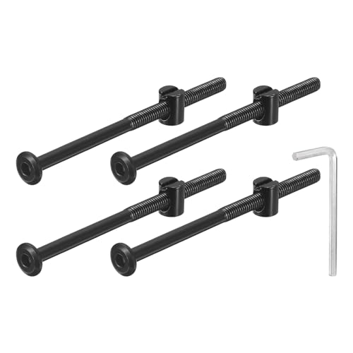 QUARKZMAN 4 Stück Sechskantschrauben Bolzen mit Fassmuttern, M6 x 100mm Sechskantmöbelbettbolzen mit Schraubenschlüssel für Stühle und Kinderbetten, Schwarz QUARKZMAN 4 Stück Sechskantschrauben Bolzen mit Fassmuttern, M6 x 100mm Sechskantmöbelbettbolzen mit Schraubenschlüssel für Stühle und Kinderbetten, Schwarz von QUARKZMAN